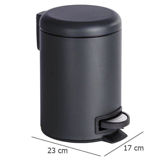 LEMAN MATT fürdőszobai szemetes, 3 l, WENKO, fekete