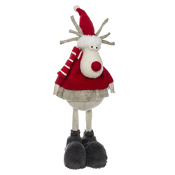 Rénszarvas figura, piros, műanyag, 61 cm