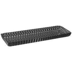Hosszúkás sütőforma lyukakkal, 35 x 11 cm, fém.