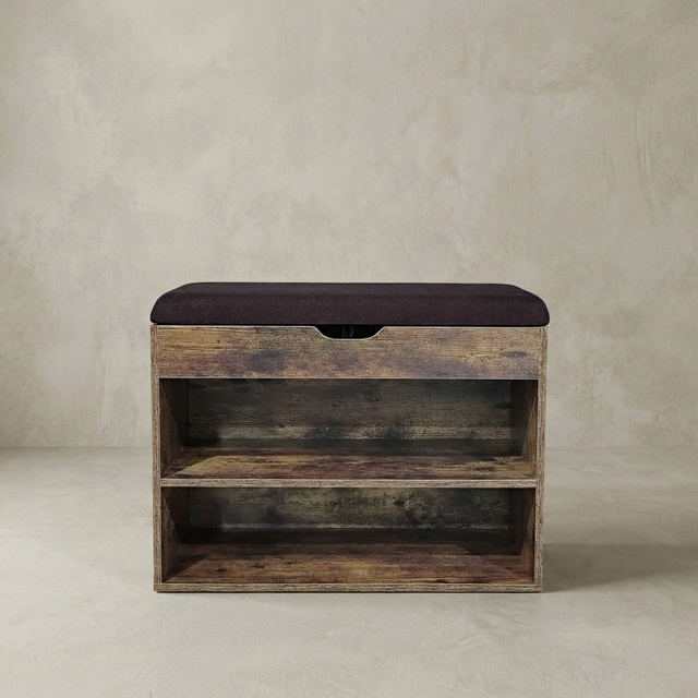 LEVA cipőtartó ülőkével, 60 x 30 x 47 cm, sötétbarna
