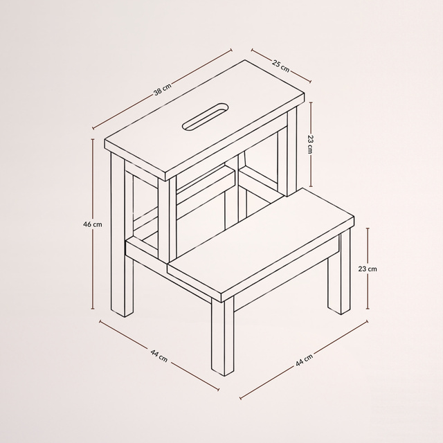 Bambusz lépcsős szék KROK, magassága 46 cm, fekete