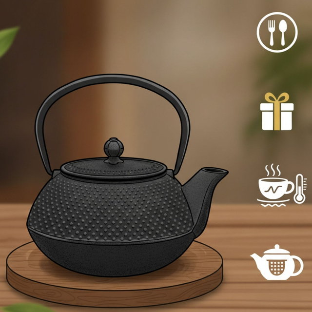 KAMIN öntöttvas teáskanna szűrővel, 900 ml, sötétkék