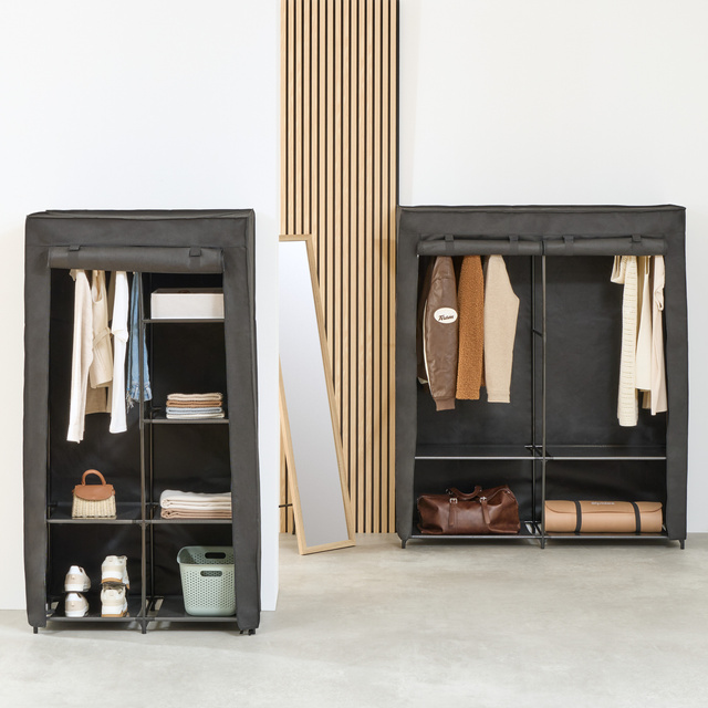 DRESSY dupla textil szekrény, 140 x 45 x 165 cm