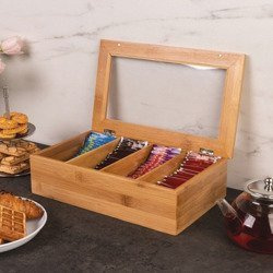 Bambusz tea doboz teafilterekhez - 4 rekesz, ZELLER