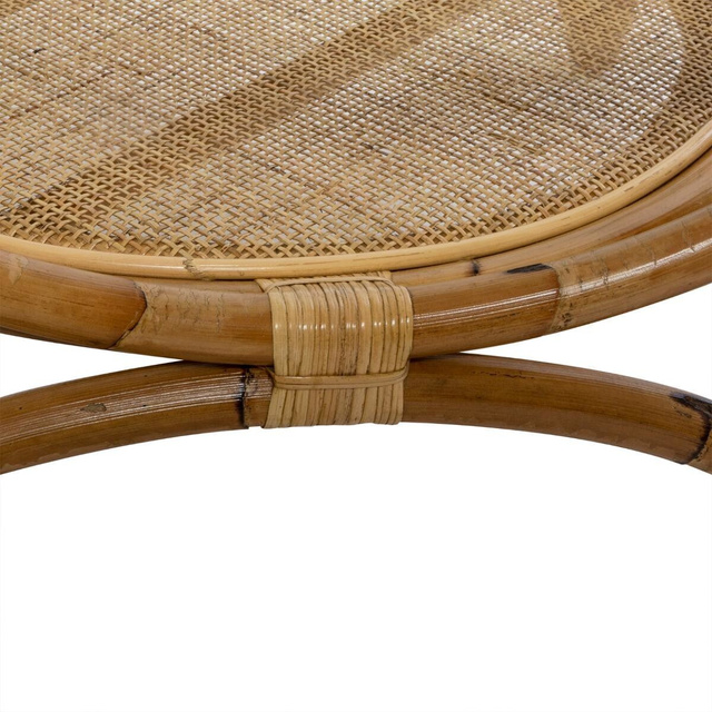 FARAH kávézóasztal, rattan, üveg tetejű, Ø 90 cm