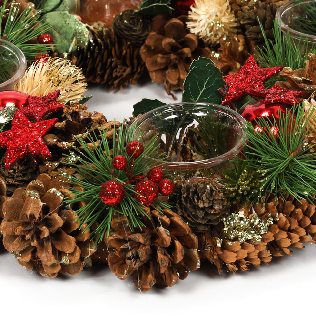 Adventi koszorú, 4 gyertya tartó, Ø 34 cm