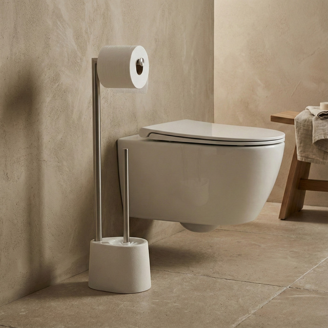Toalettpapír tartó és WC kefe STILK, 63 cm, ezüst