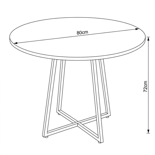 Kerek asztal kereszt alakú talppal, Ø 80 cm x 72 cm, fekete