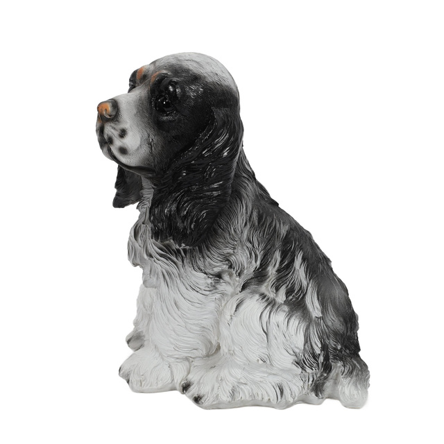 Kerti figura, spániel kutya, 27 cm magas, műkőből készült