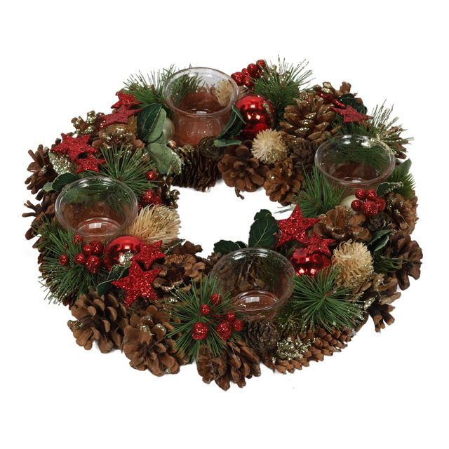 Adventi koszorú, 4 gyertya tartó, Ø 34 cm