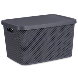Műanyag kosár fedéllel, szervező, 19 l