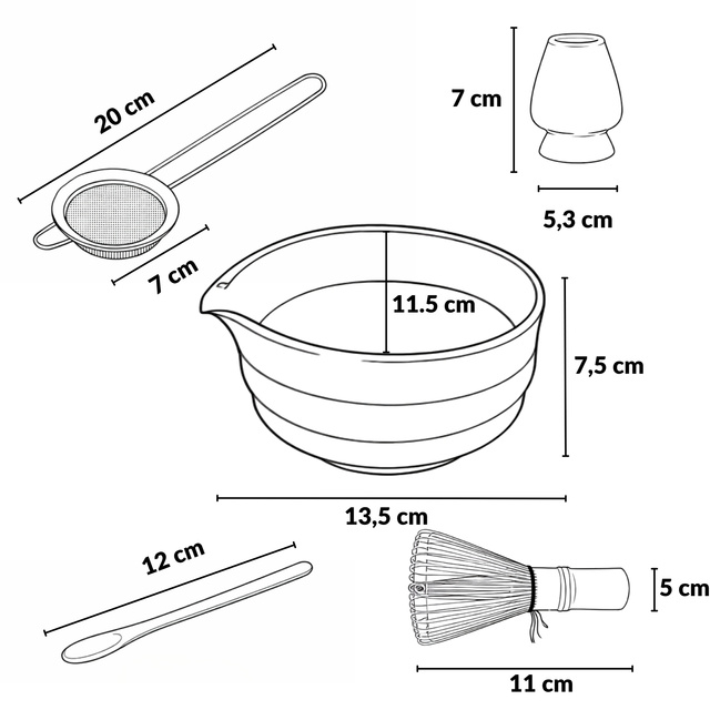 Porcelán matcha készlet PORCE, 5 részes