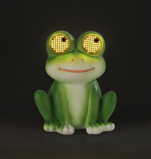 Napelemes kerti figura béka LED, világító szemekkel, 11,8 cm x 13,5 cm