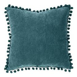 POMPONS dekoratív párna, 40 x 40 cm, tengerész kék