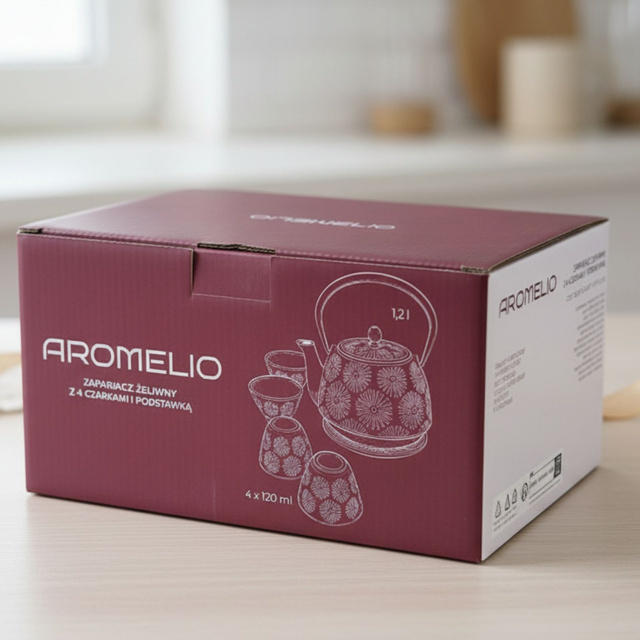 KOGA öntöttvas teáskanna csészékkel és alátéttel, 1200 ml, szürke