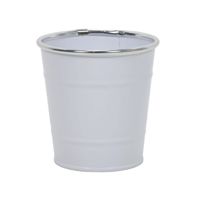 Vödör típusú virágcserép, ón, fehér, Ø 10 cm