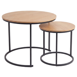 2 darab kerek kávéasztal szett, Ø 60 cm x 50 cm, fekete és barna