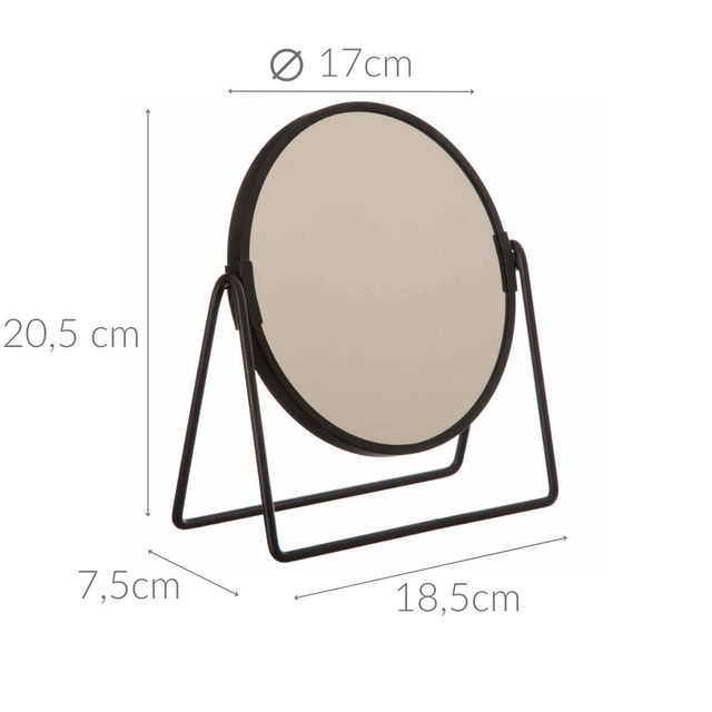 Álló, összecsukható sminktükör, Ø17 cm, fekete
