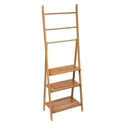 Fürdőszobai polc 3 polccal és törölközőtartókkal, 153 cm, bambusz