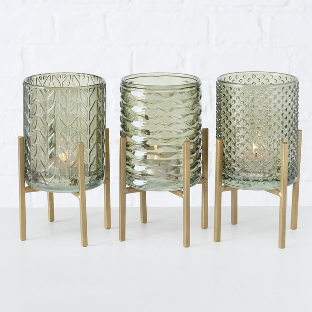 BOLITO tealight tartó, zöld üveg, Ø 8 cm